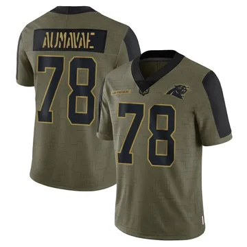 Youth Nike Carolina Panthers Popo Aumavae Olive 2021 Salute To Service Jersey - Limited