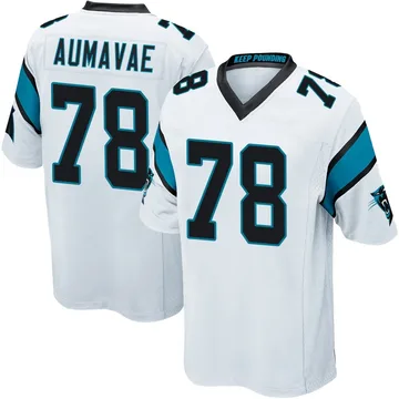 Youth Nike Carolina Panthers Popo Aumavae White Jersey - Game