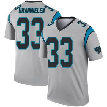 Youth Nike Carolina Panthers Princely Umanmielen Inverted Silver Jersey - Legend
