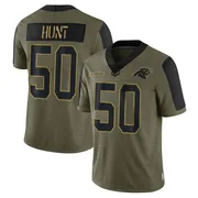 Youth Nike Carolina Panthers Robert Hunt Olive 2021 Salute To Service Jersey - Limited