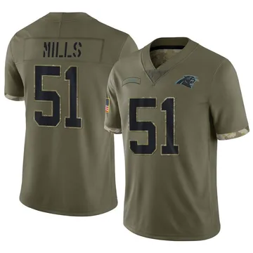 Youth Nike Carolina Panthers Sam Mills Olive 2022 Salute To Service Jersey - Limited