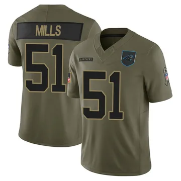 Youth Nike Carolina Panthers Sam Mills Olive 2025 Salute to Service Jersey - Limited