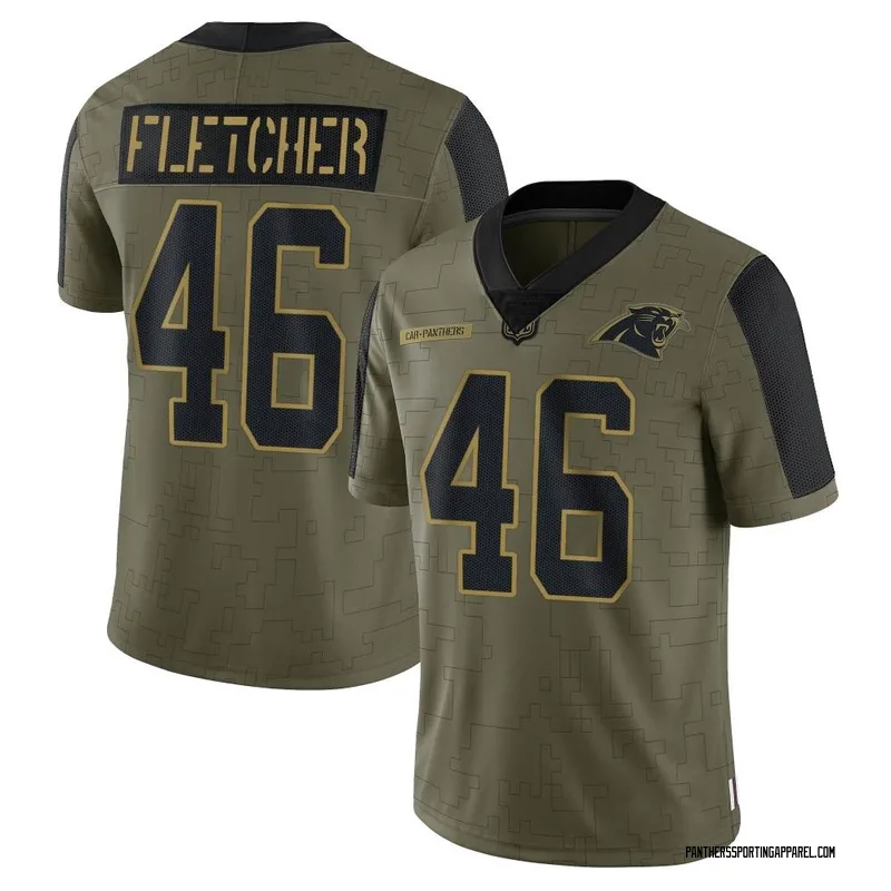 Youth Nike Carolina Panthers Thomas Fletcher Olive 2021 Salute To Service Jersey - Limited