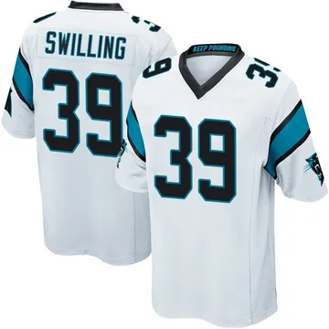 Youth Nike Carolina Panthers Tre Swilling White Jersey - Game