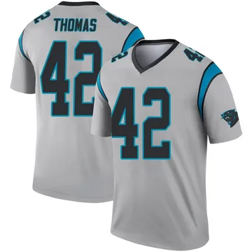 Youth Nike Carolina Panthers Trevian Thomas Inverted Silver Jersey - Legend