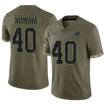 Youth Nike Carolina Panthers Tuasivi Nomura Olive 2022 Salute To Service Jersey - Limited